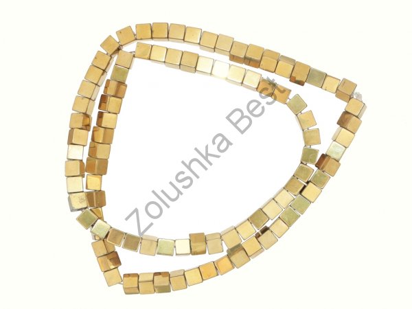 Бусины гематита золото 4 мм, квадратные, натур., 85 шт  в Горно-Алтайске